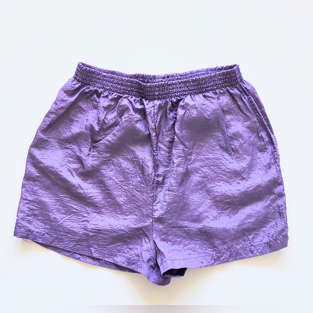 Hanes Her Way Retro Active Shorts Nylon Purple Size Large Vintage